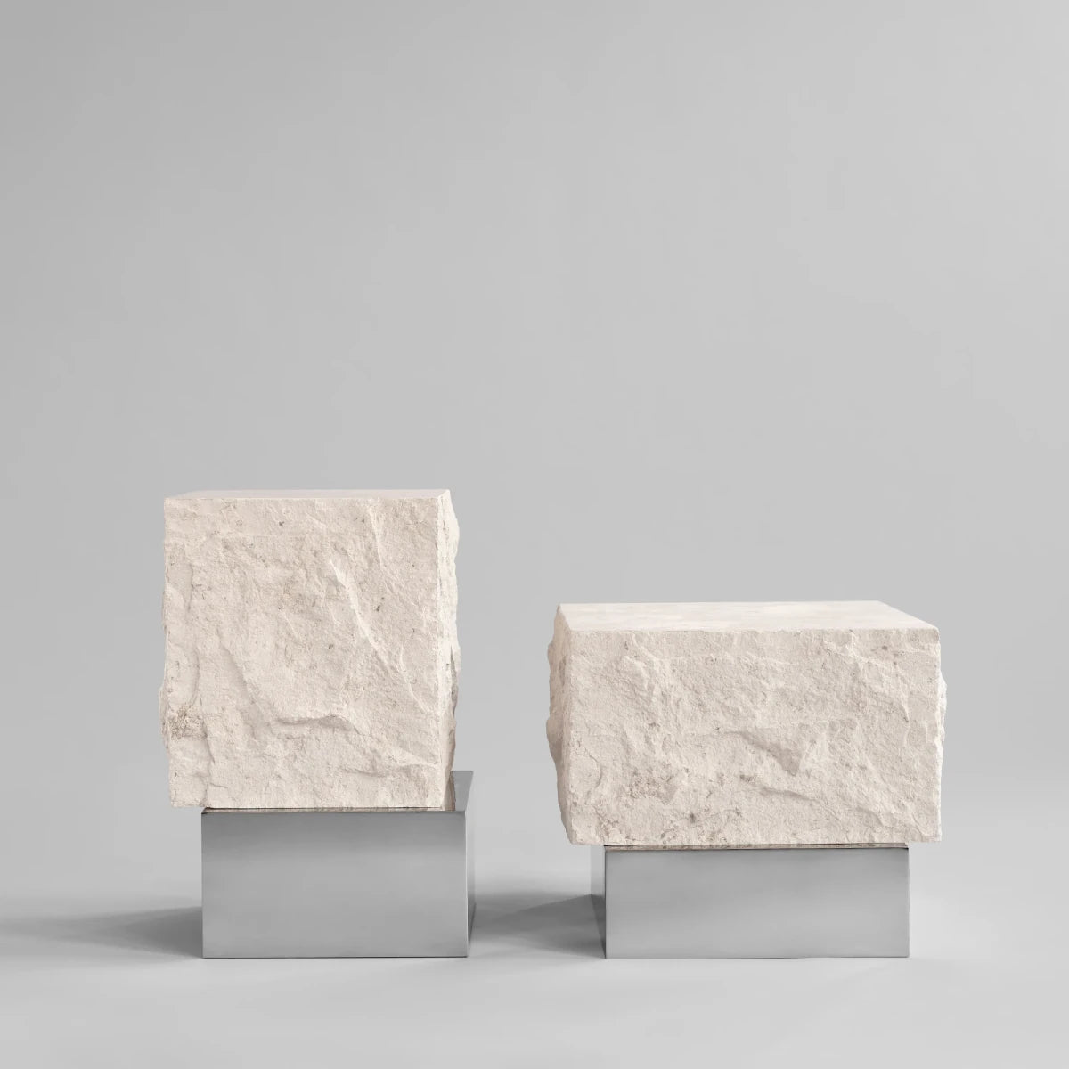 101 CPH Temple Coffee Table - Tall - Chrome/Limestone