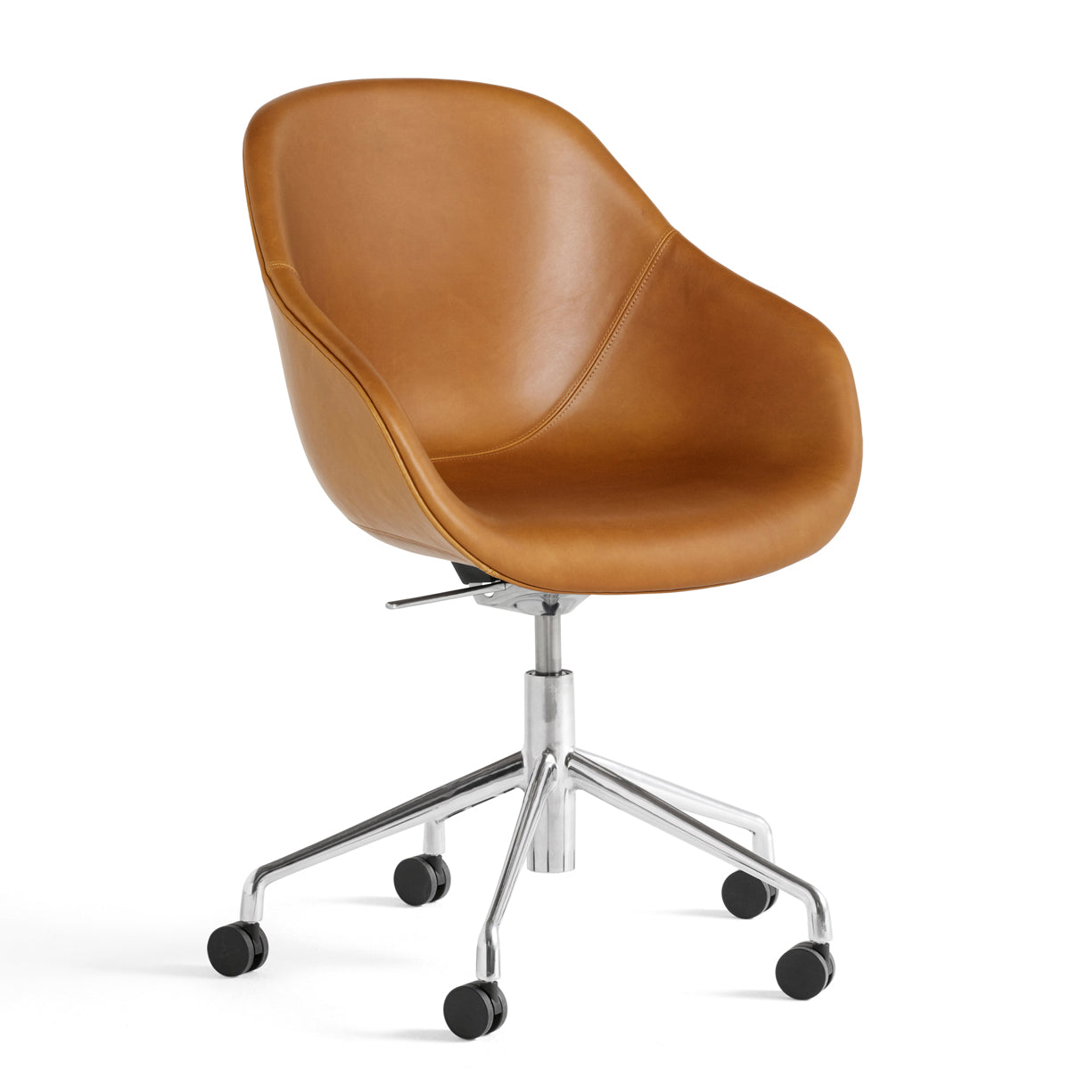 HAY AAC 155 Kontorstol - Poleret Alu Stel - Sense Læder