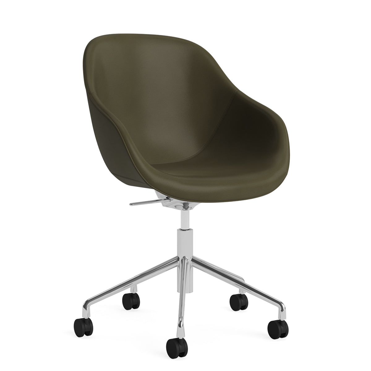 HAY AAC 155 Kontorstol - Poleret Alu Stel - Sense Læder