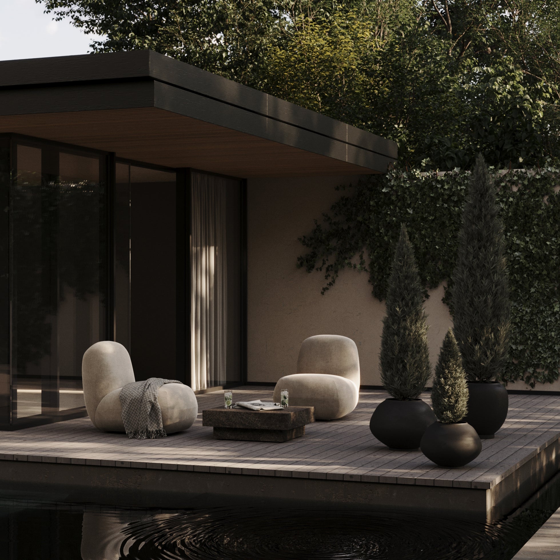 101 CPH Sunao Plant Pot Fat, Big - Black