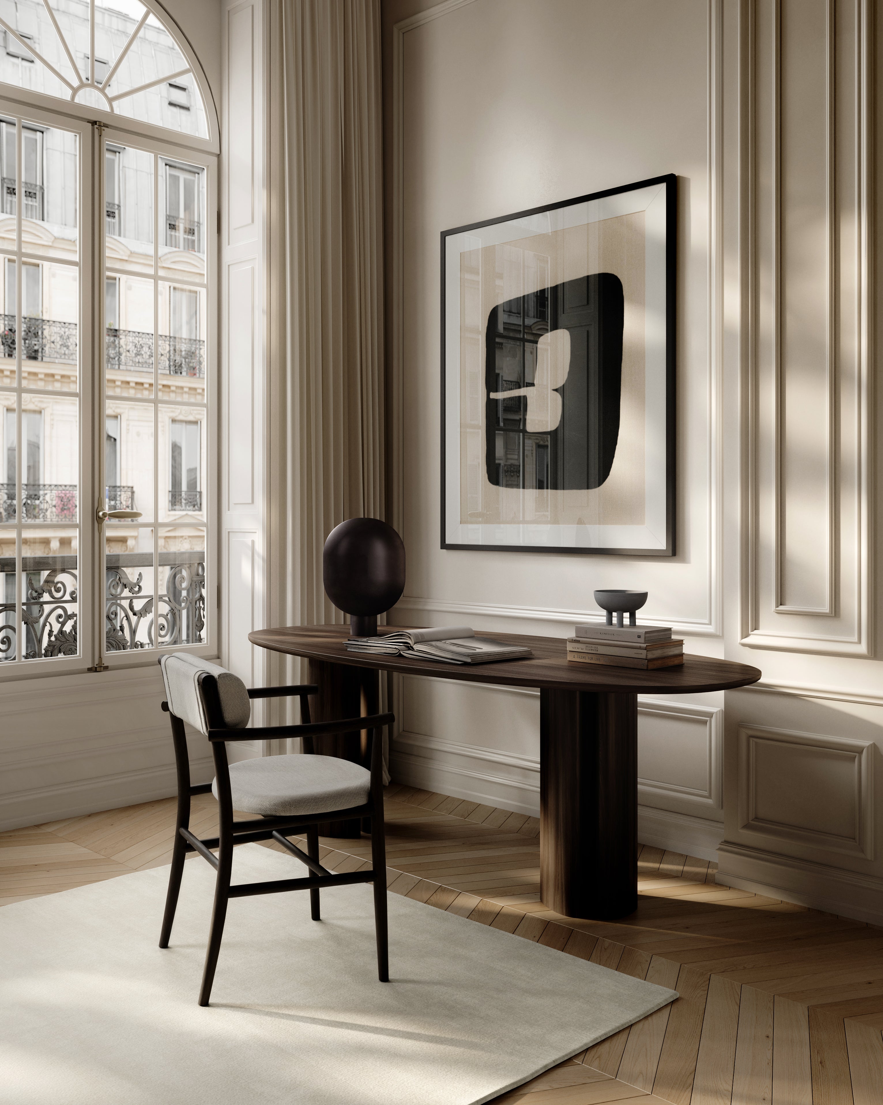 101 CPH Nama Dining Chair, Armrest - Coffee Black, Linen