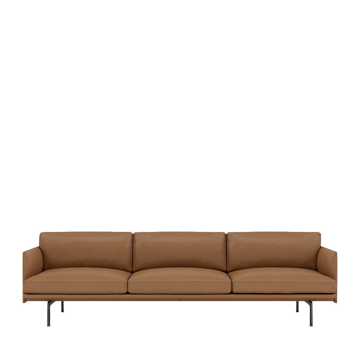 Muuto Outline Sofa - 3.5pers. - Cognac Refine Læder - Sort Stel