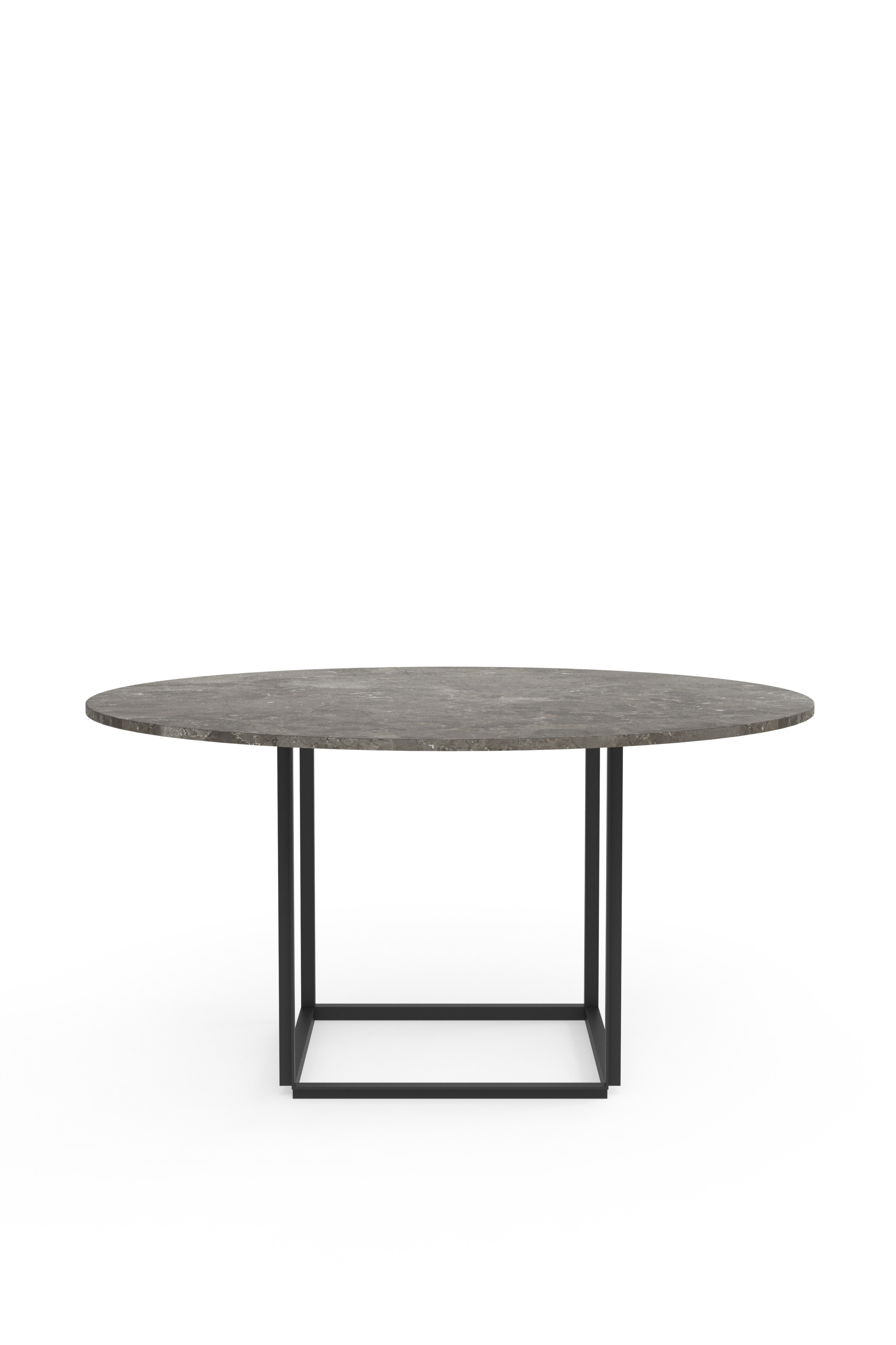 New Works Florence Dining Table Ø145 - Gris du Marais Marble w. Black Frame