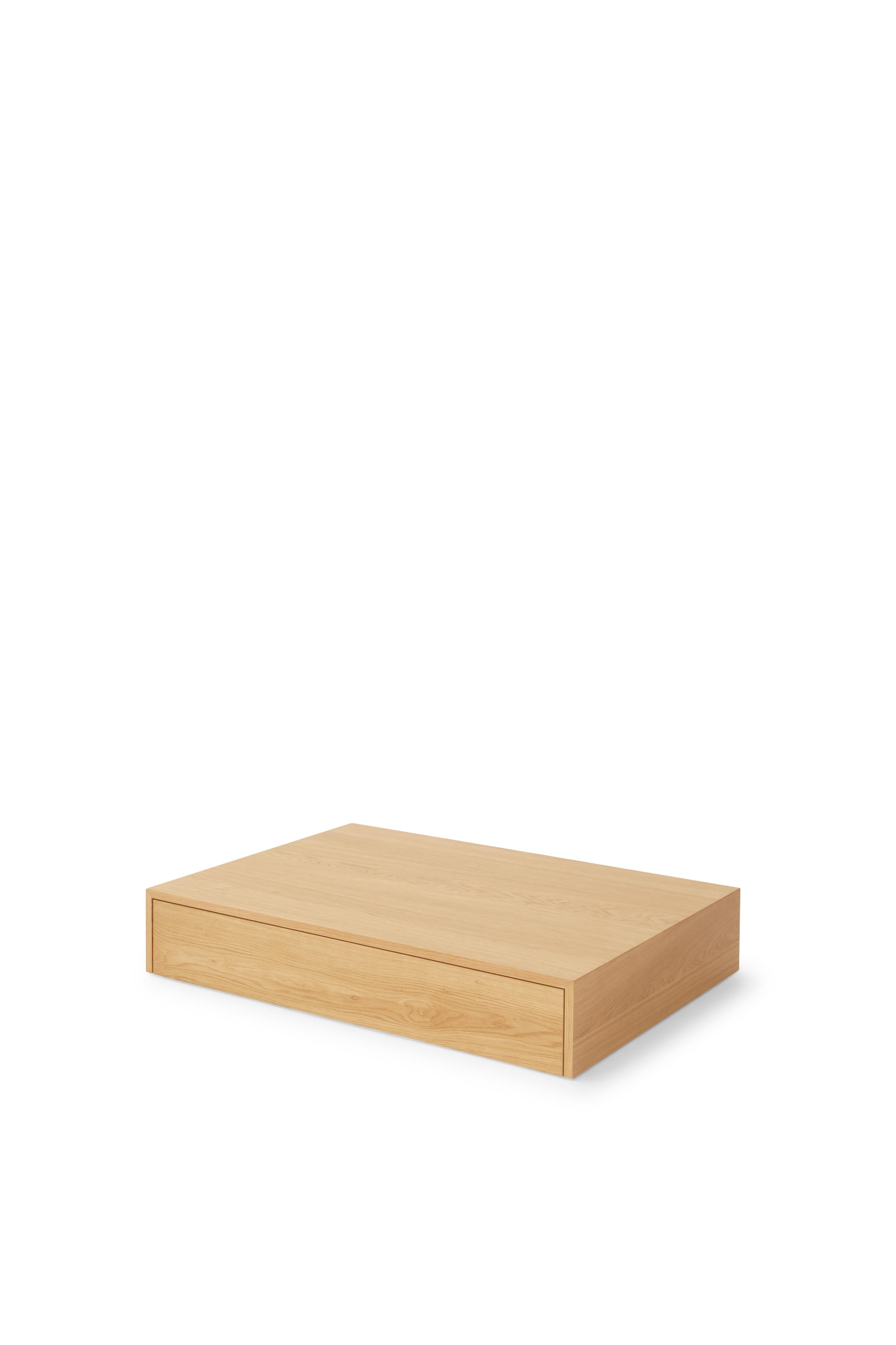 New Works Mass Coffee Table, Wide w. Drawer, Black Stained Oak