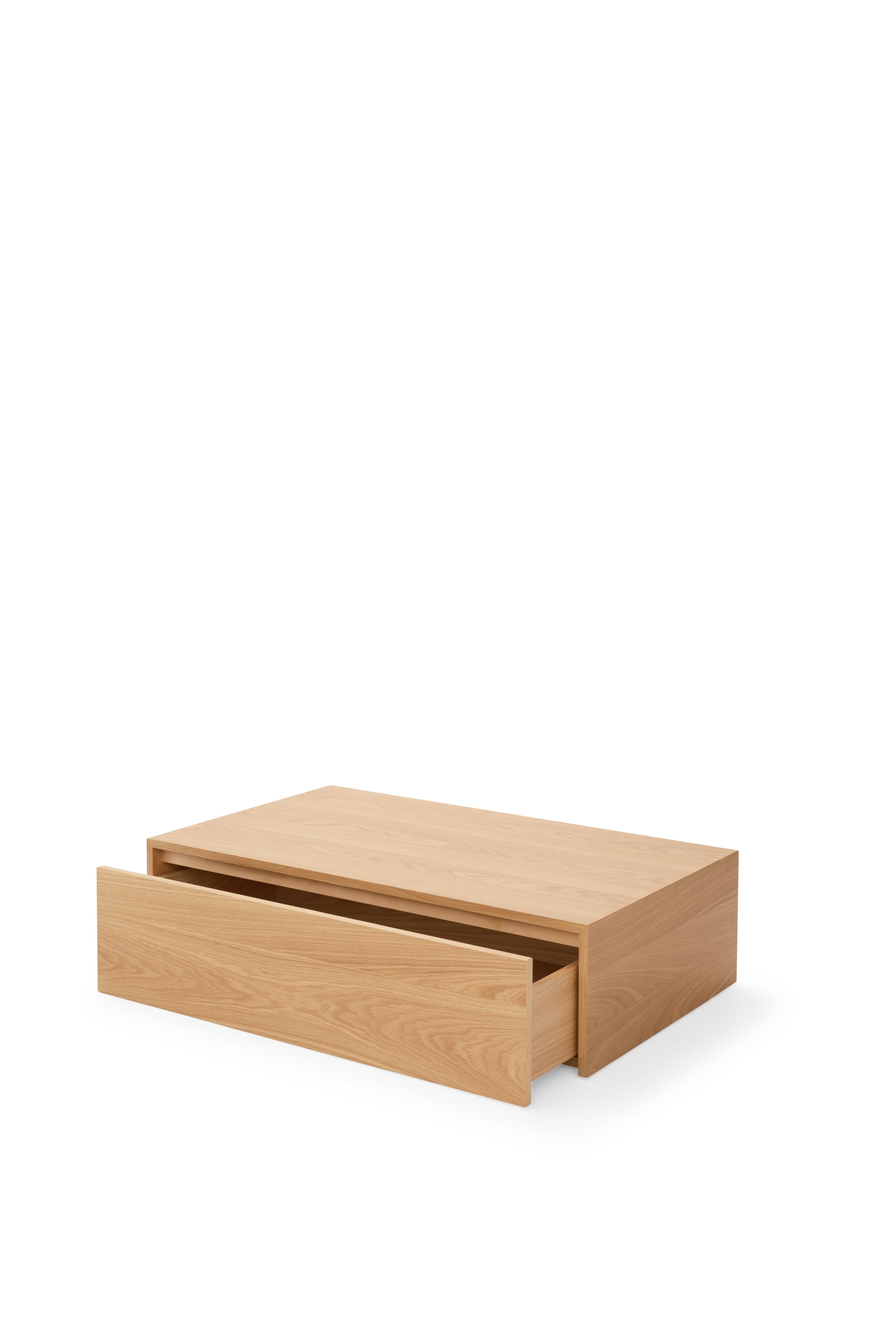 New Works Mass Coffee Table, High w. Drawer, Black Stained Oak