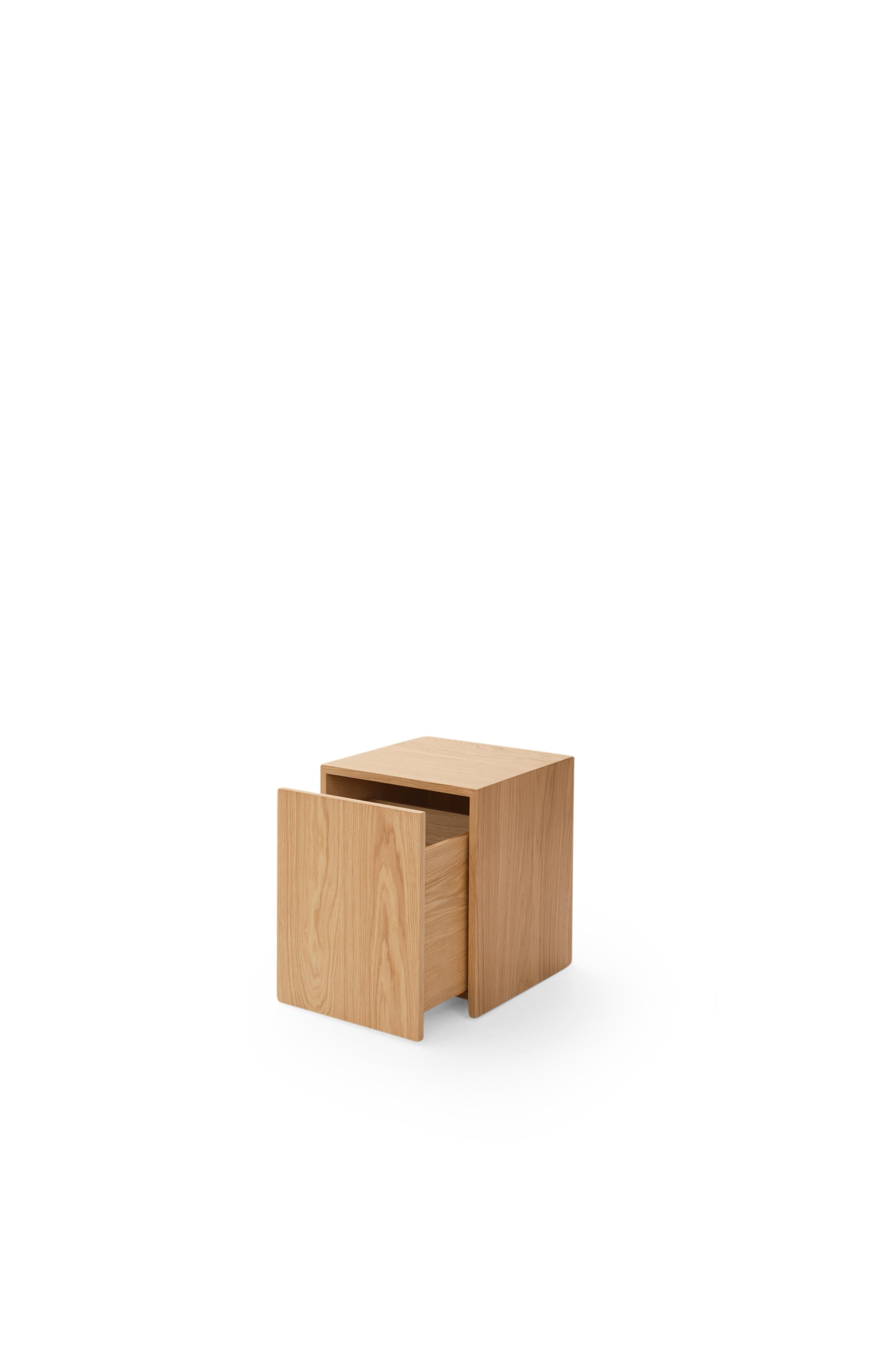 New Works Mass Side Table w. Drawer, Black Stained Oak