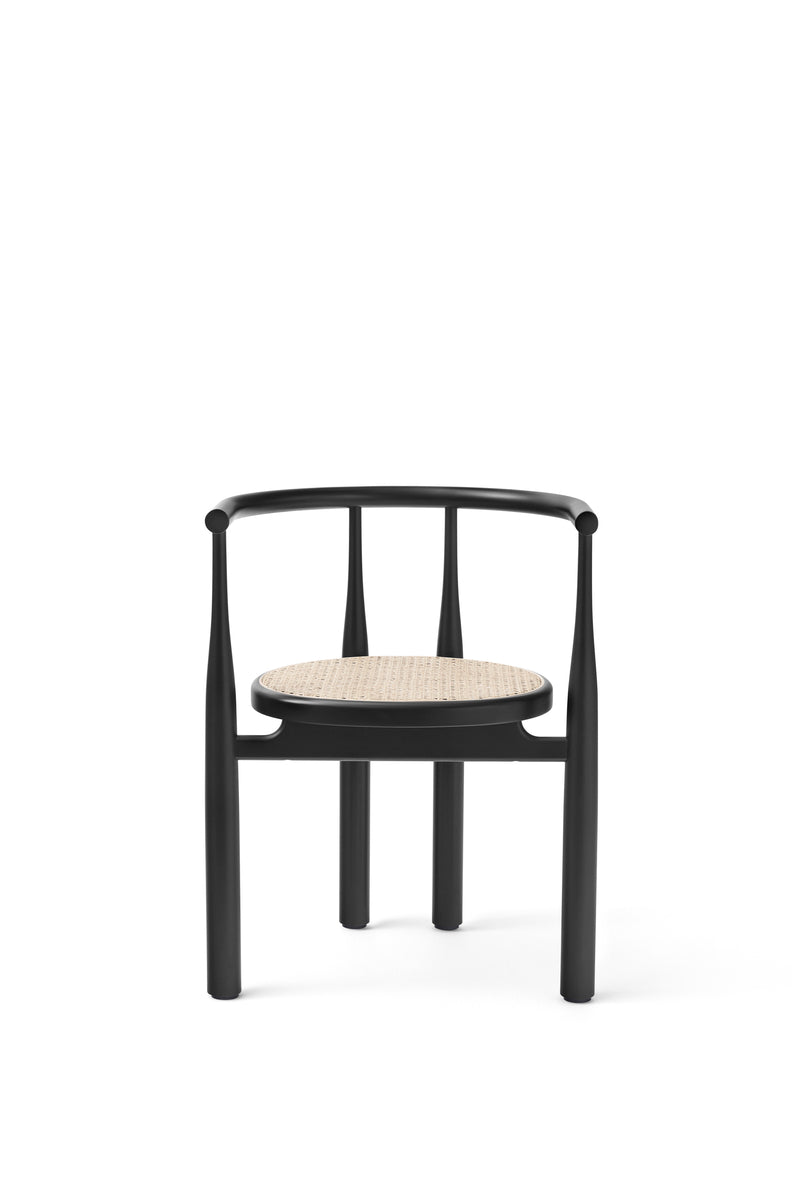 New Works Bukowski Chair, French Cane, Black Lacquer