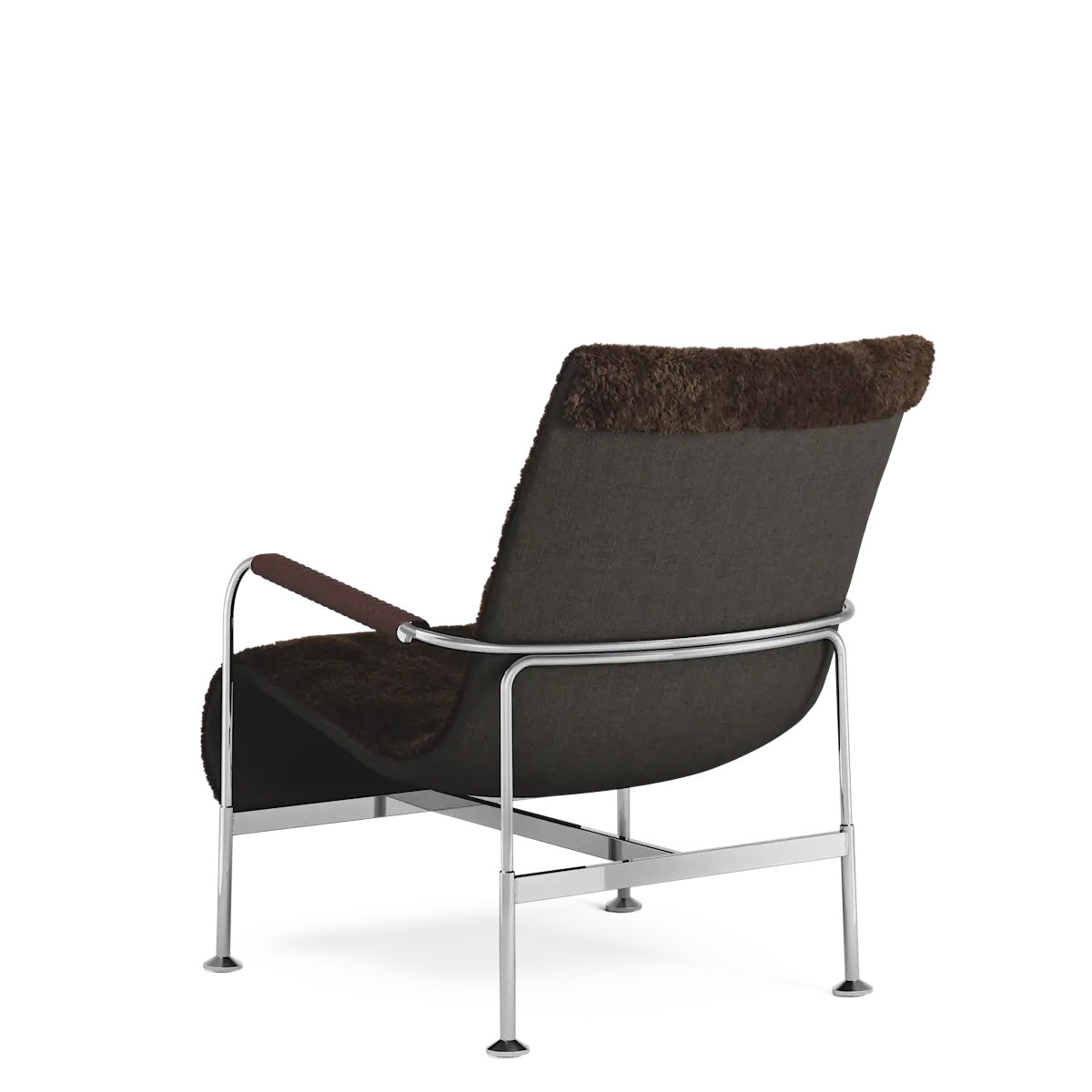 Swedese Serpentine Easy Chair - Steel Chrome - Sheepskin - Espresso