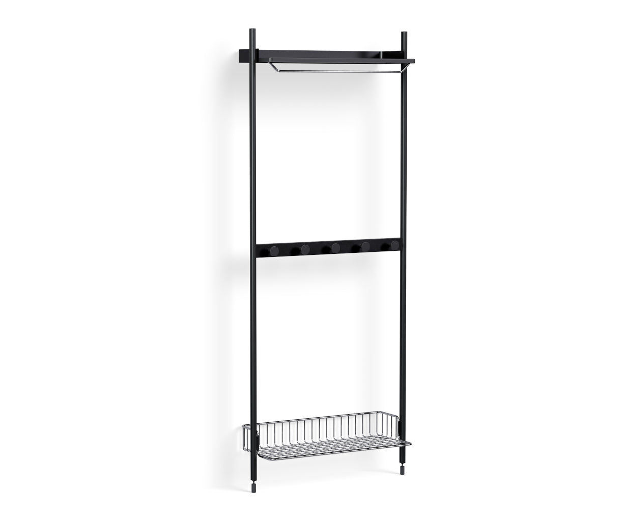 HAY Pier System - 1041 1 Column - Black Steel - Chrome Shelf
