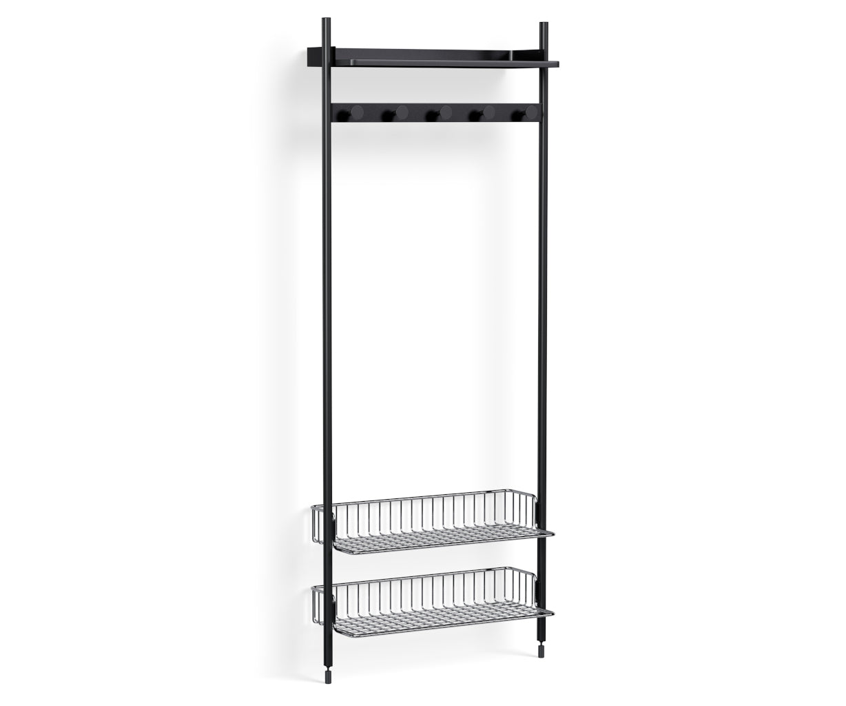 HAY Pier System - 1051 1 Column - Black Steel - Chrome Shelf