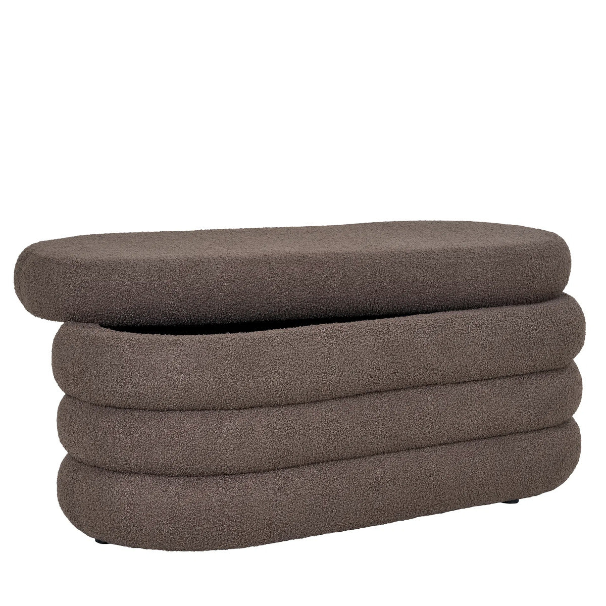 Bænk m/opbevaring - brun boucle - 103x45x44