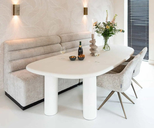 Richmond Interiors Bloomstone spisebord - white eco plaster - 230x117