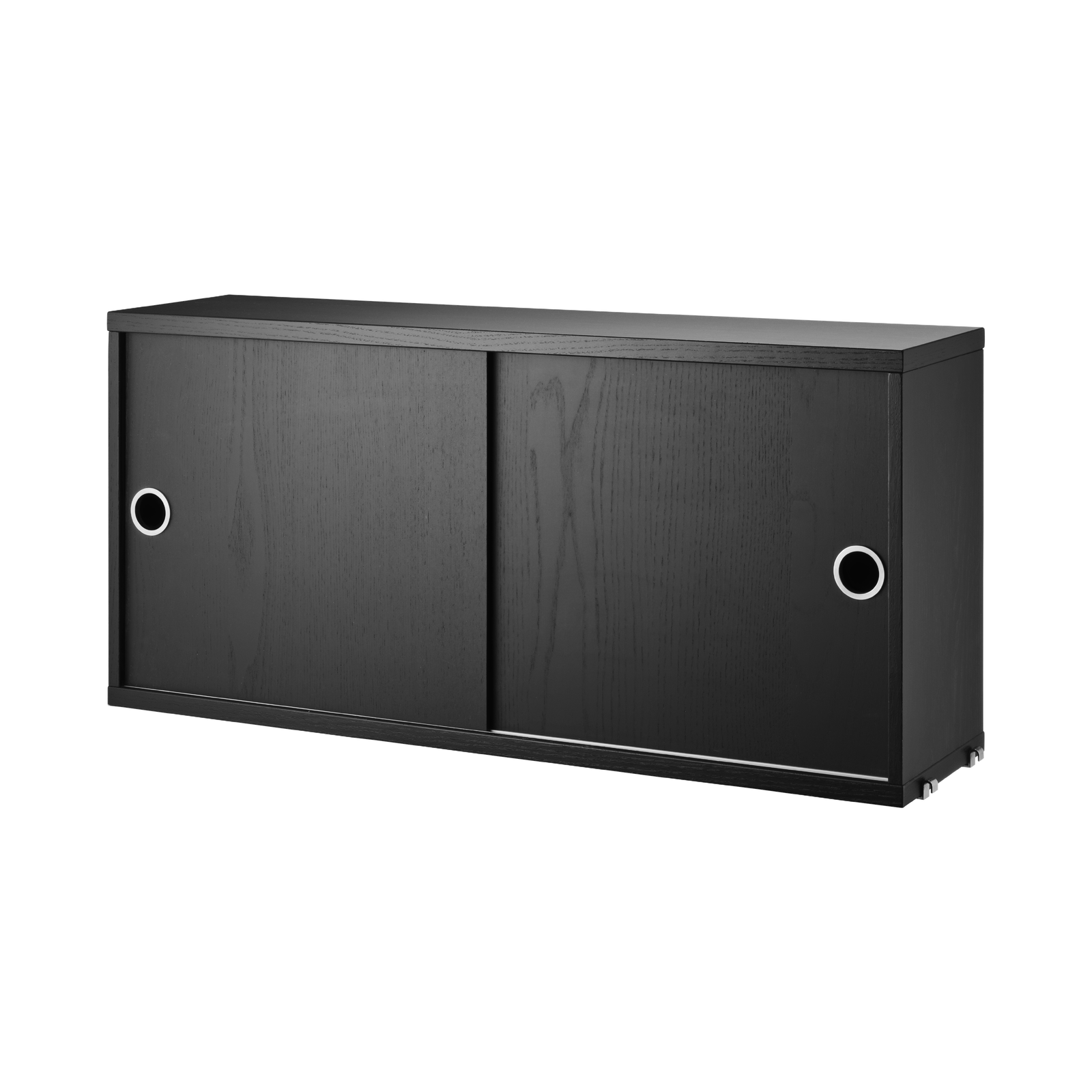 String Cabinet with Sliding Doors 78x37x20 Black stained ash