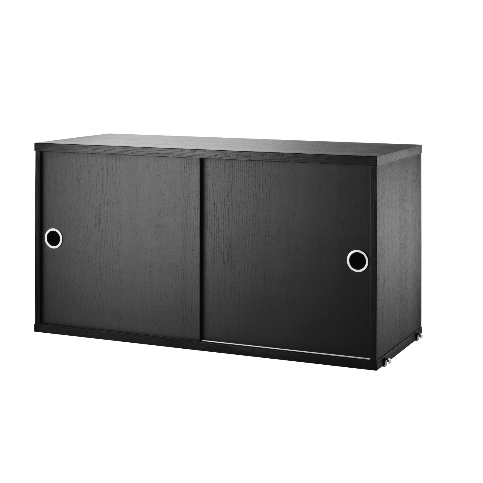 String Cabinet with Sliding Doors 78x42x30 Black stained ash