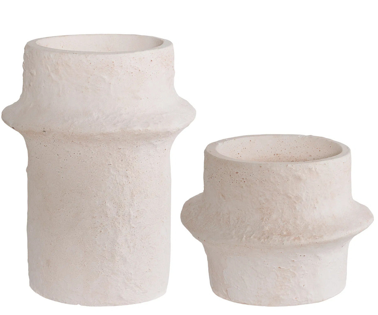 Lysestager - sæt á 2 - beige/hvid cement