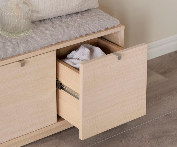 Rowico Confetti bænk - lys eg - 2 skuffer