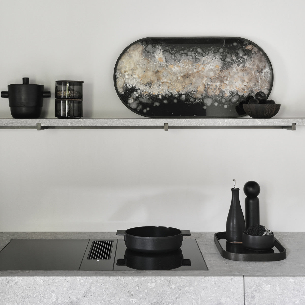 Ethnicraft Organic Glass Tray - Black - 71x36cm