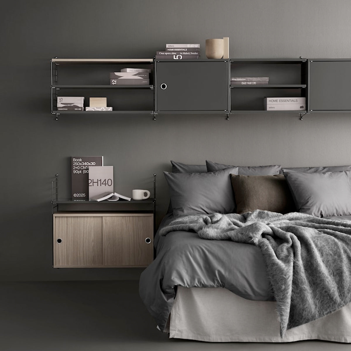 String Cabinet Flip door 58x42x30 Dark Grey