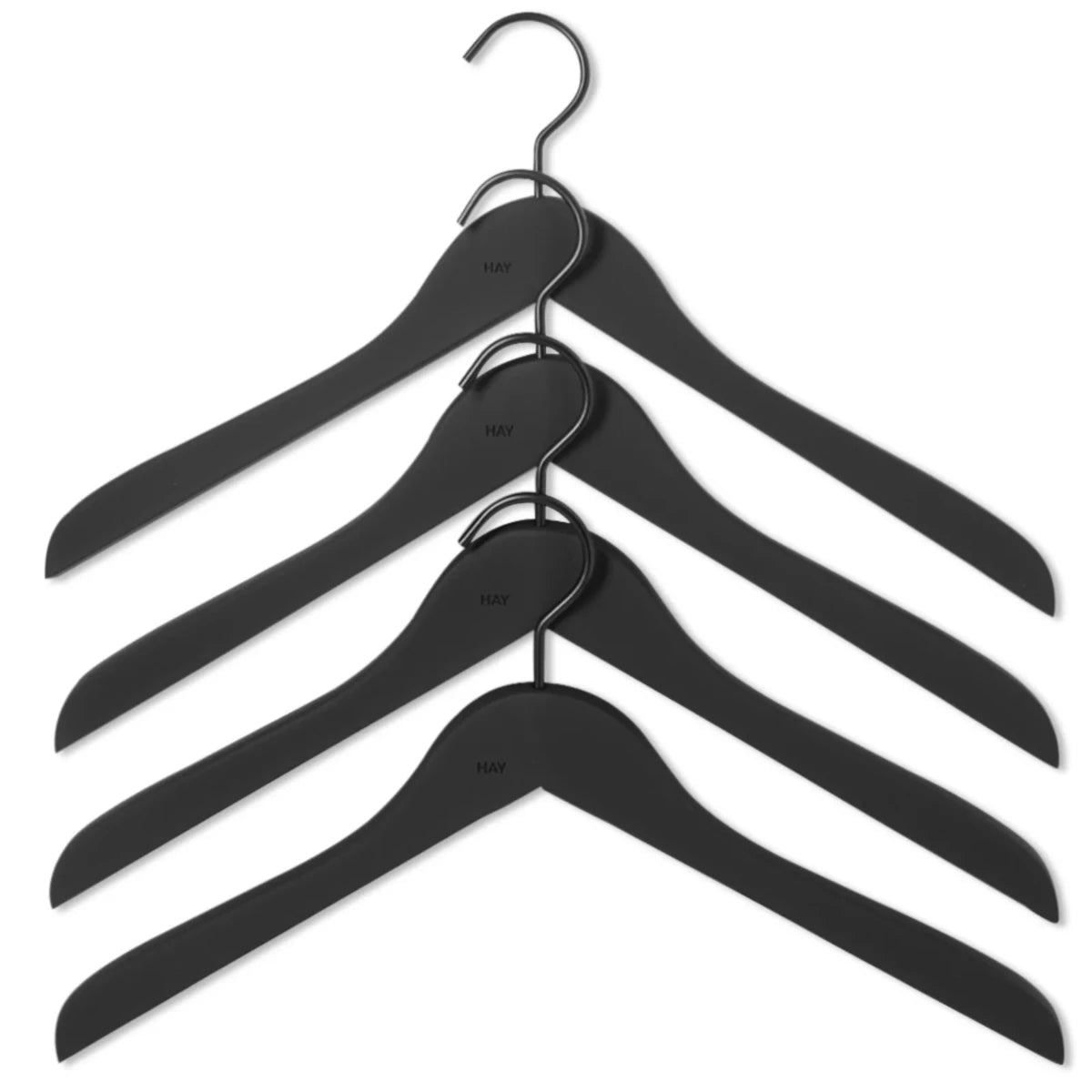HAY Smooth Slim Coat Hanger - Sort - Sæt a 4 stk.