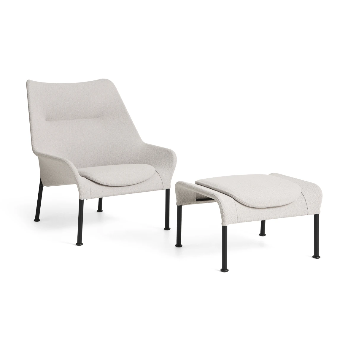 HAY O2 Lounge Chair - Soft Light grey inkl. fodskammel - DEMO.