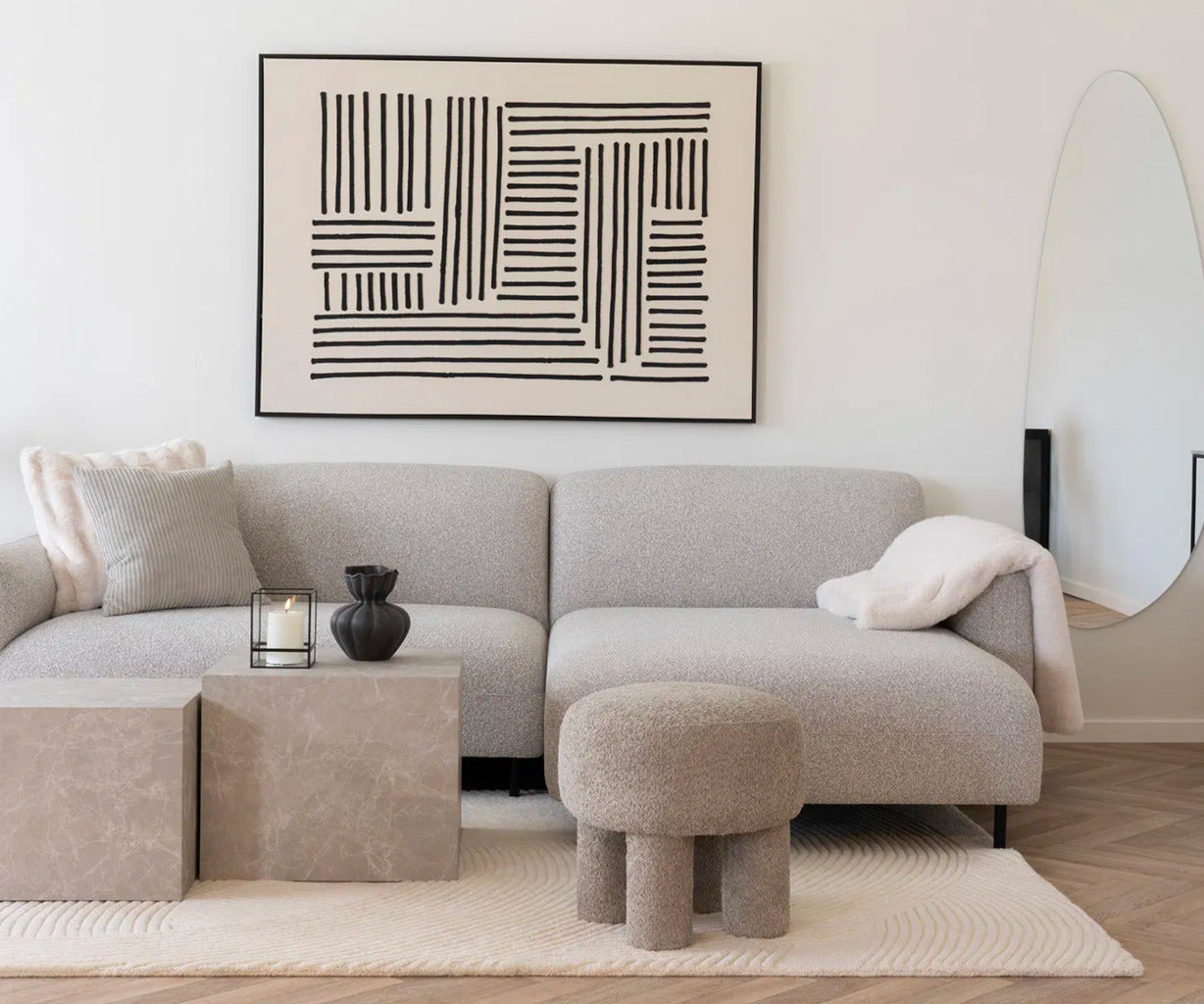 Canberra puf - lysegrå - 43x43