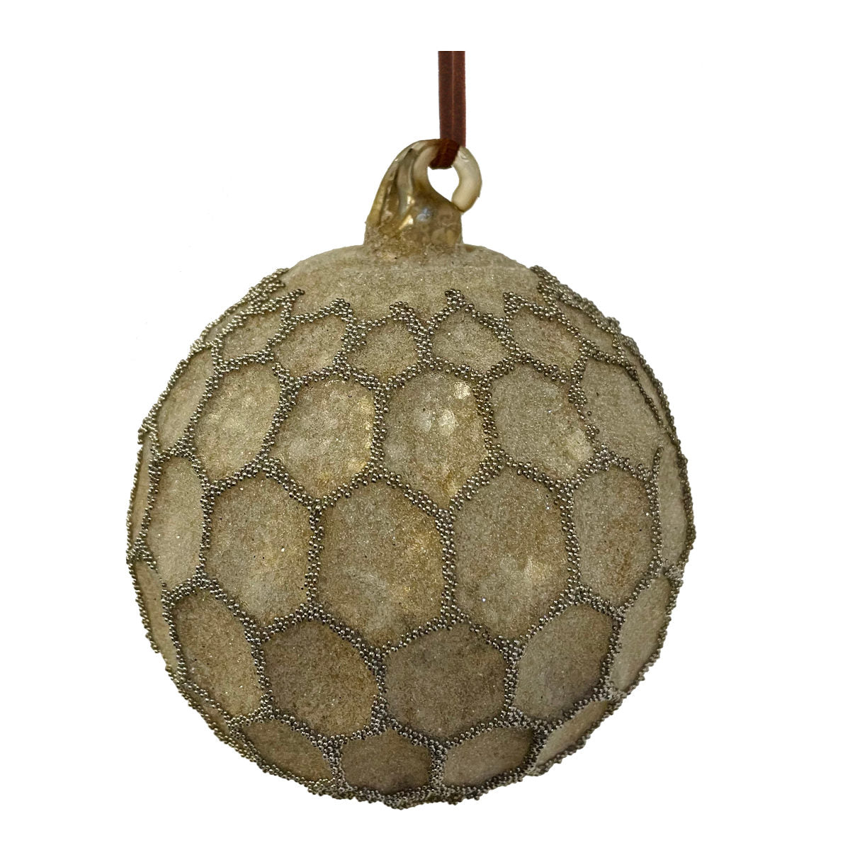 Shishi Sugared julekugle - antique light gold - 8 cm
