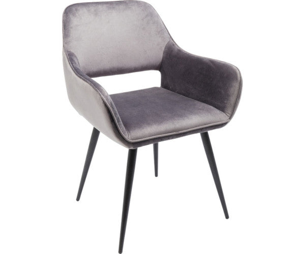 grå velour spisestol med arm