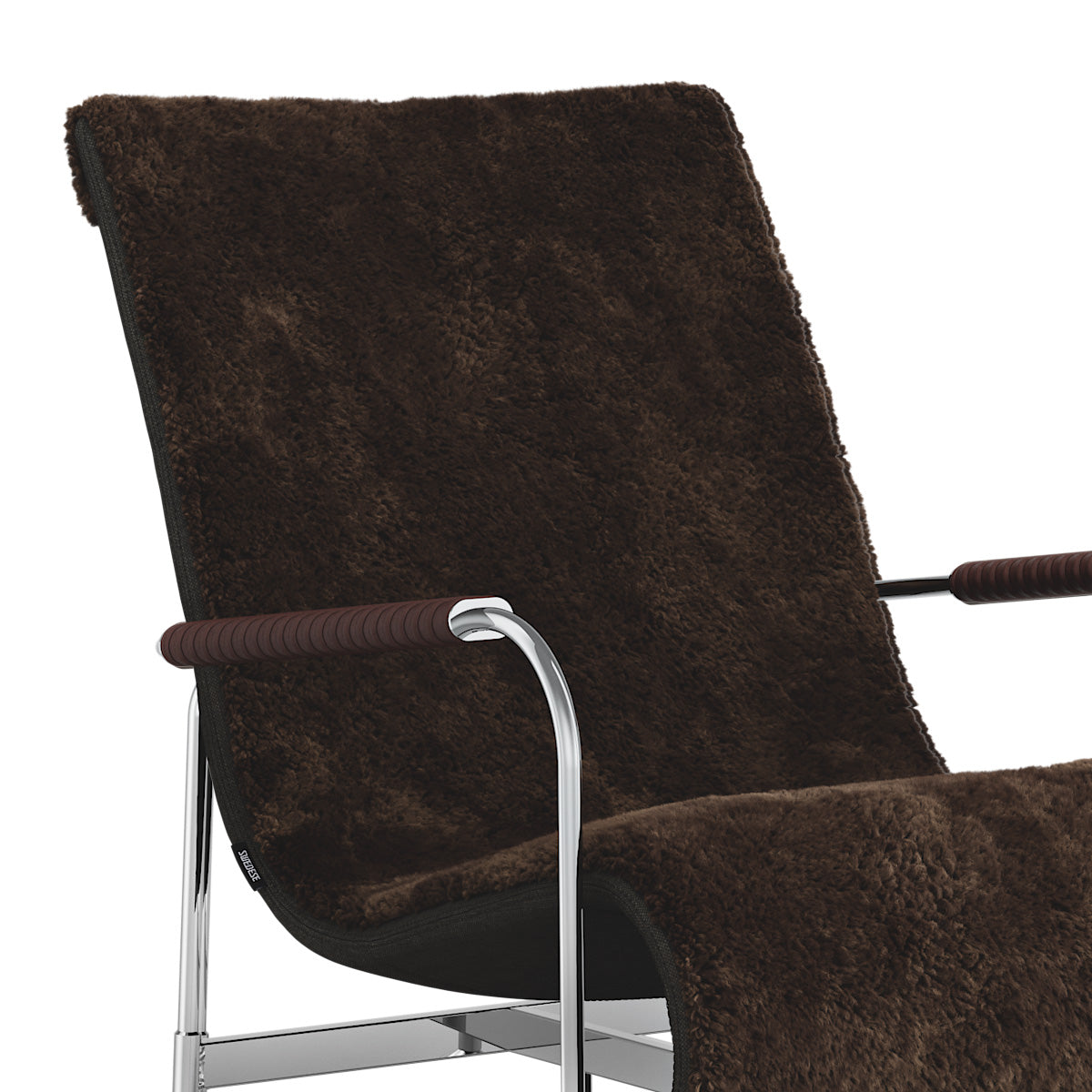 Swedese Serpentine Easy Chair - Steel Chrome - Sheepskin - Espresso