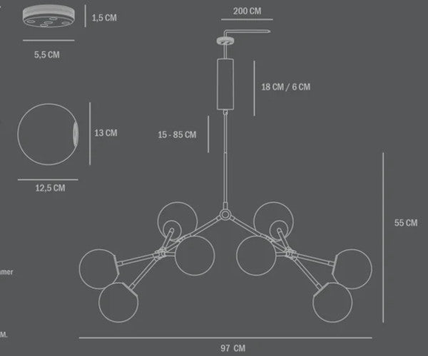 101 CPH Drop Chandelier Bulp - Mini - Grey