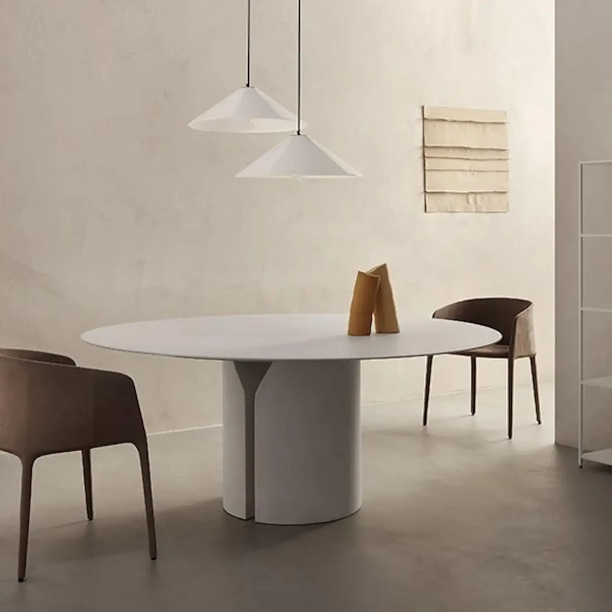 MDF Italia NVL Table - White Calce stone Ø180
