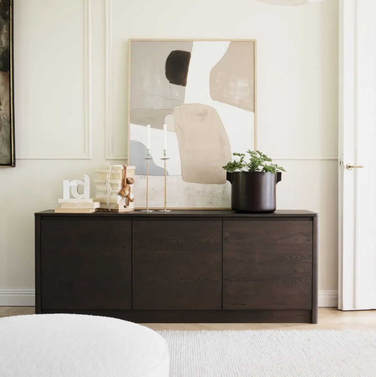 Rowico Melstone skænk - mørk eg - 180x40x70