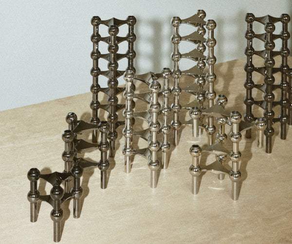 STOFF Nagel Lysestage - 3-Pak - Krom