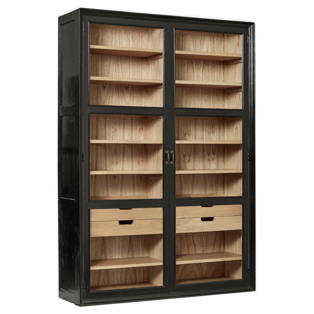 Nordal Viva vitrineskab - 210x149x44 - sort/natur