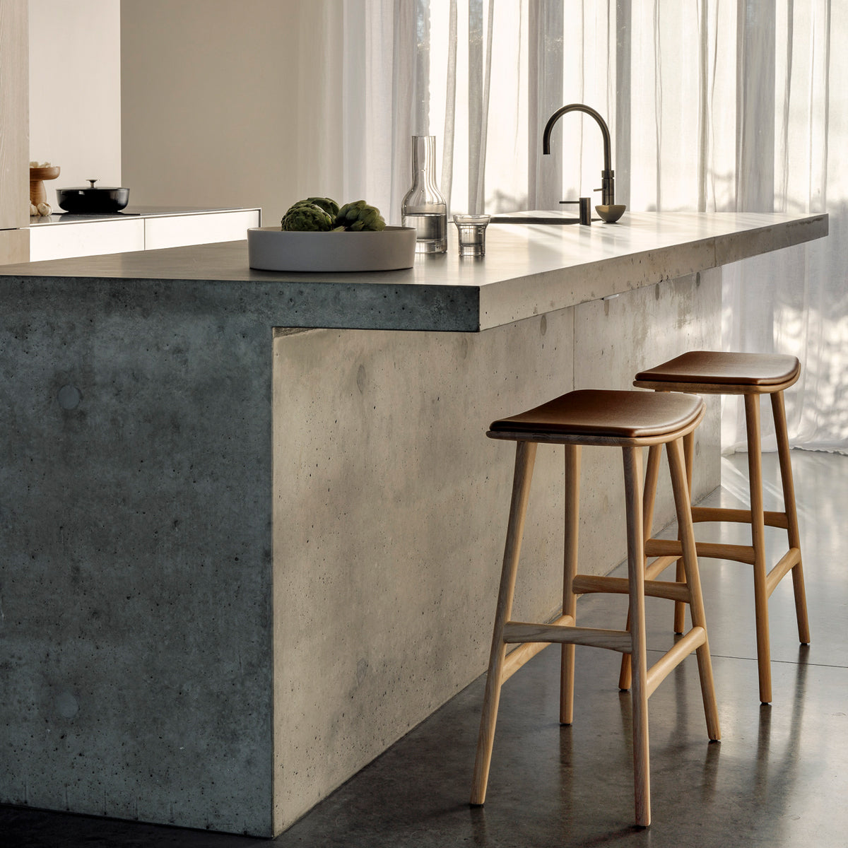 Ethnicraft Osso Counter Stool - Eg - Cognac Læder