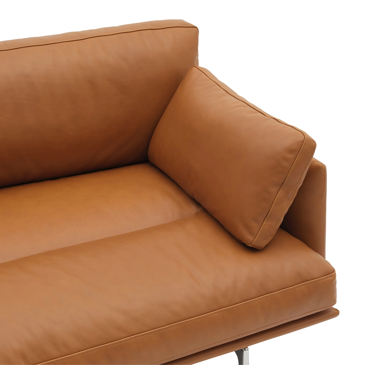 Muuto Outline Soft Sofa - 3-pers. - Cognac Refine Læder - Alu. Stel