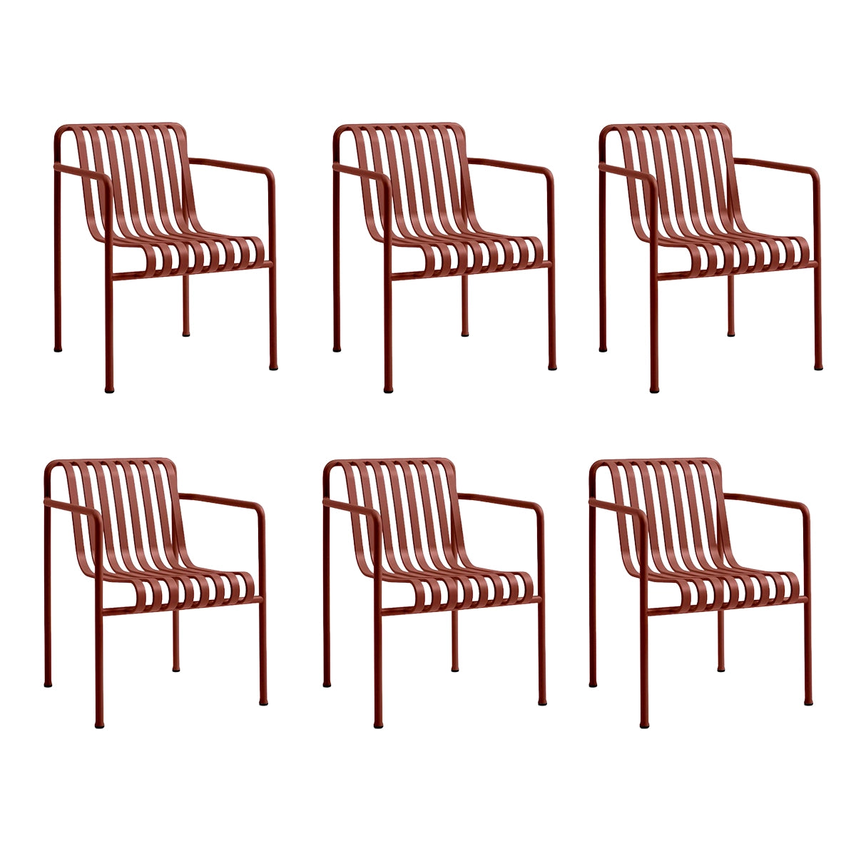 HAY Palissade Spisestol M. Armlæn - Iron Red - 6 Stk. - DEMO.