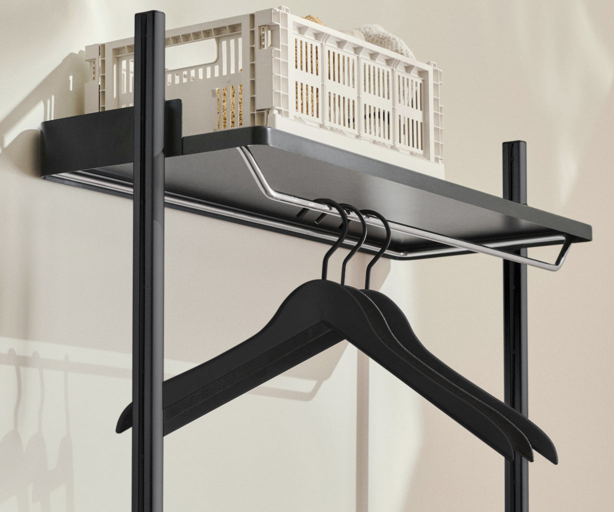 HAY Pier System - 1051 1 Column - Black Steel - Chrome Shelf
