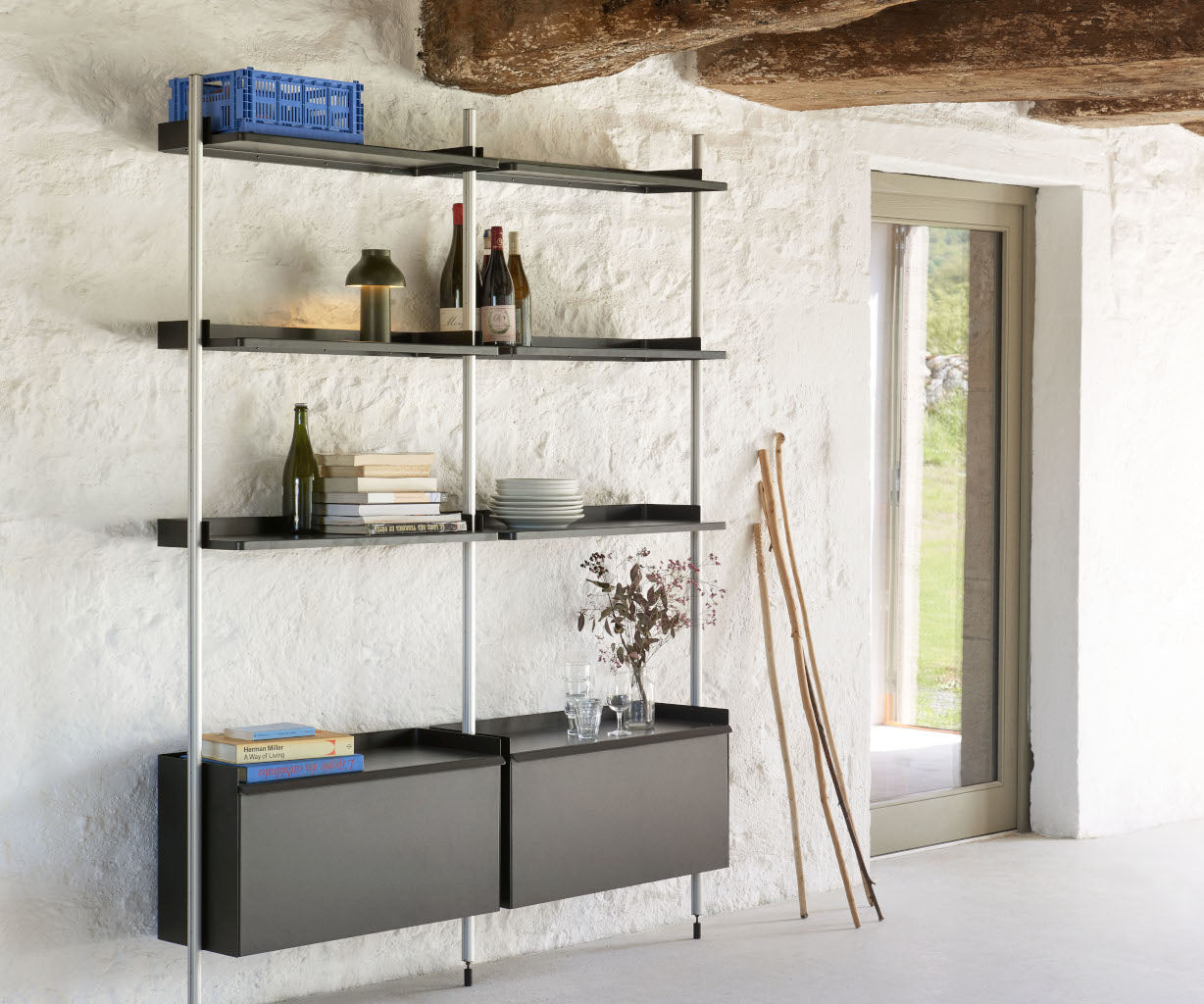 HAY Pier System - 131 1 Column - Black Steel - Clear Anodised