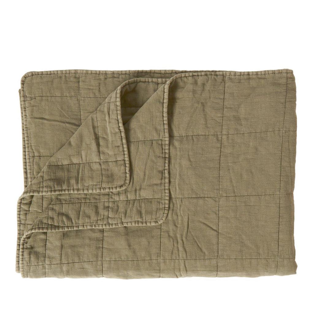 IB Laursen - Dekbed, deken, sprei, sprei - kleur: wit/grijs gestreept - 180 x 130 cm - 100% katoen