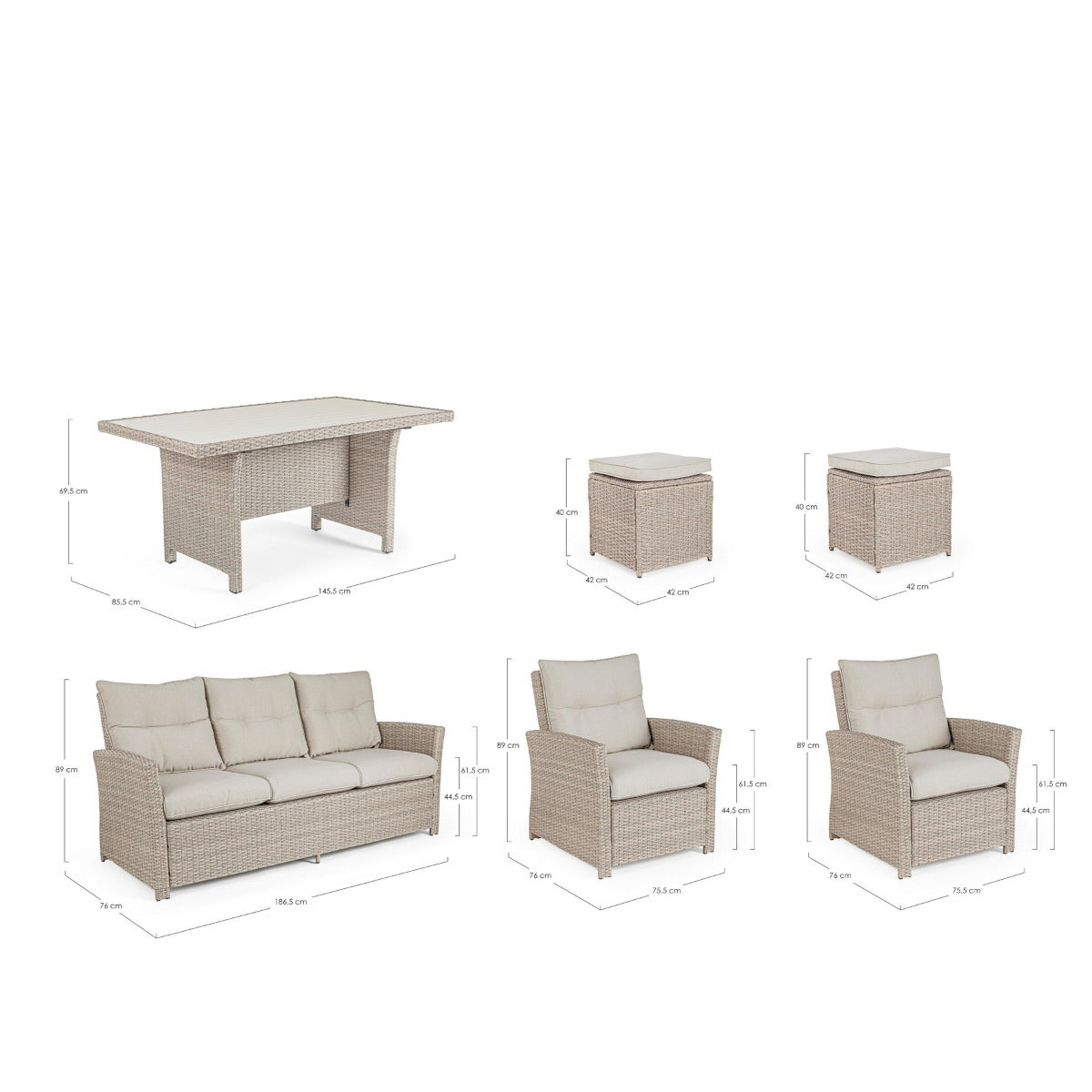 Ariel havemøbel sæt - natural