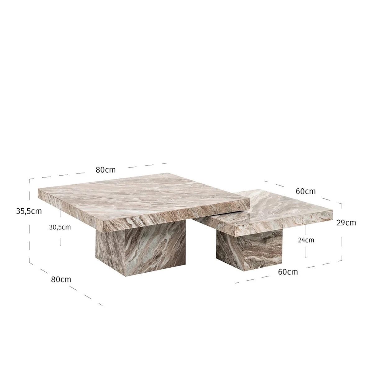 Richmond Interiors Rashford sofabord - sæt á 2 - Toronto marmor - DEMO.
