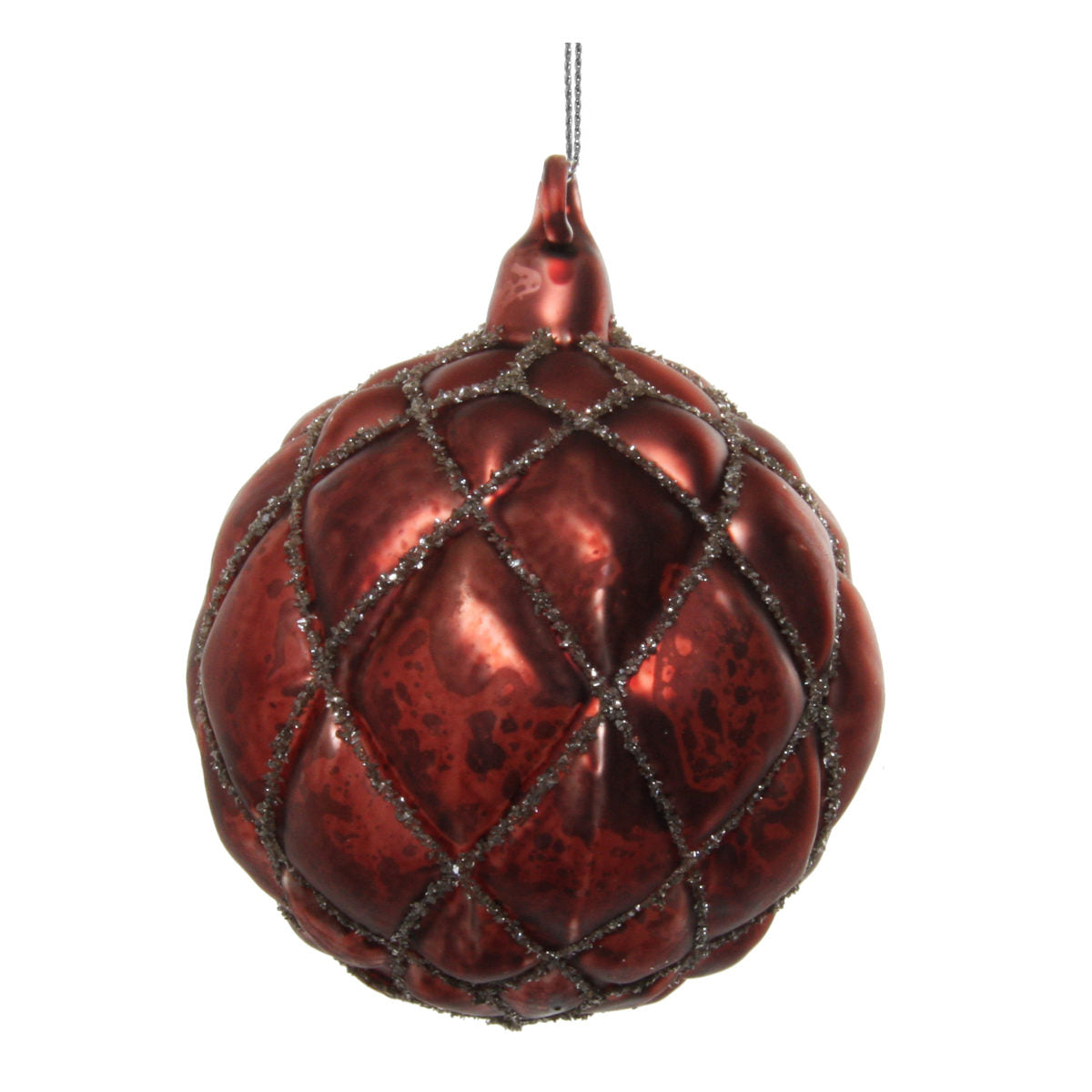 Shishi Harlequin julekugle - antique burgundy - 8 cm