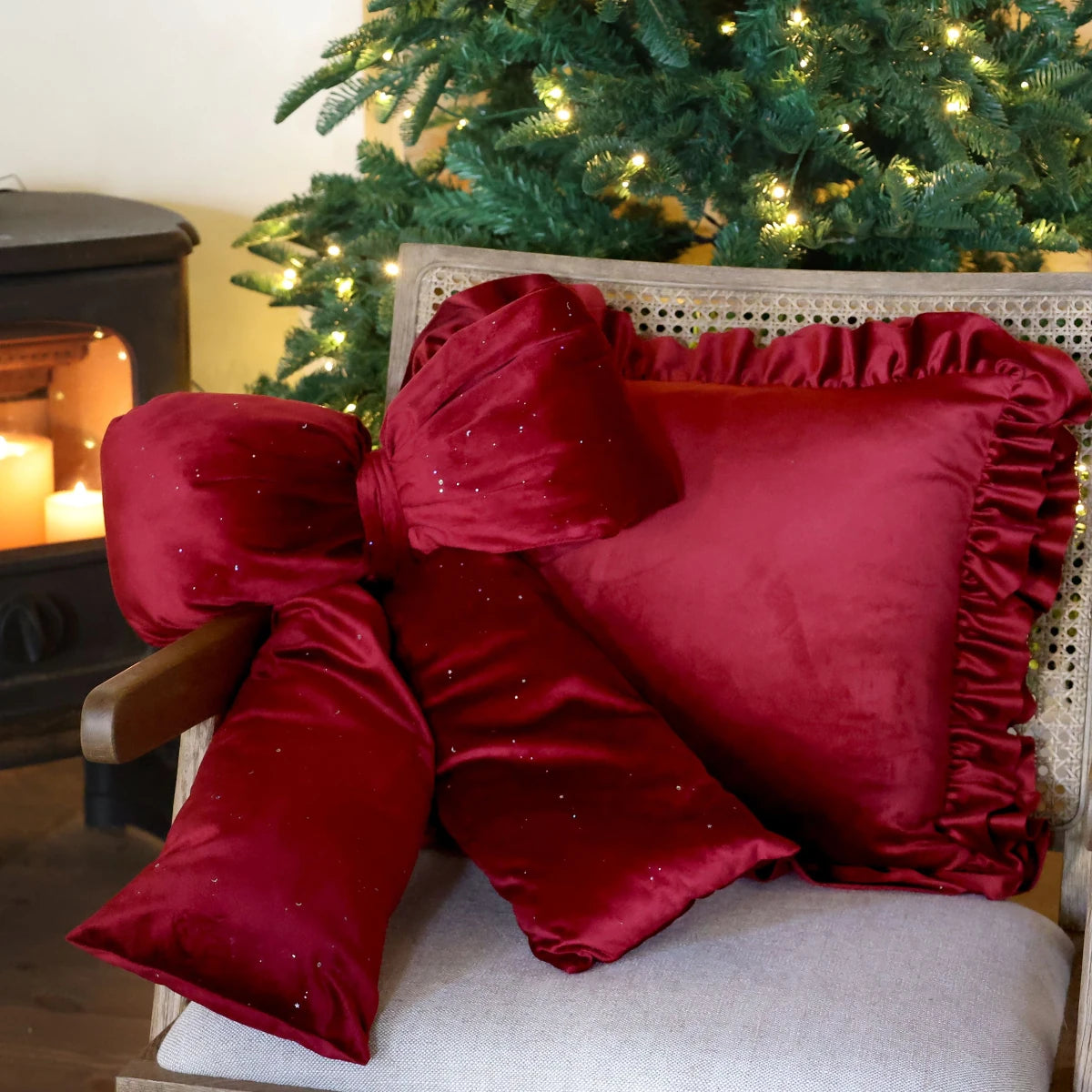 Chic Antique Velour sløjfe - cherry - 50x40