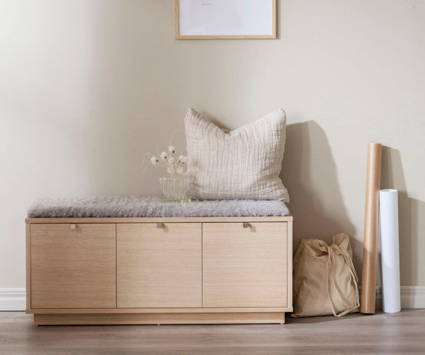 Rowico Confetti bænk - lys eg - 3 skuffer