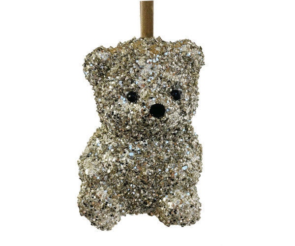 Shishi Glitter bamse - silver - 10 cm