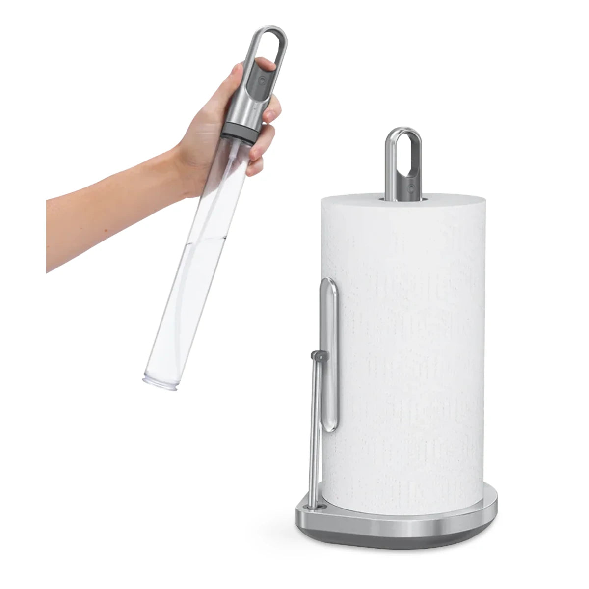 simplehuman køkkenrulleholder m/sprayflaske - børstet stål