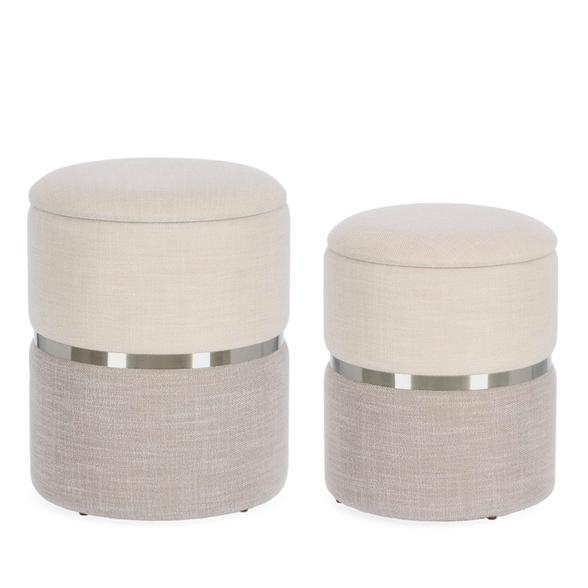 Radinka puf m/opbevaring - sæt á 2 - beige/greige