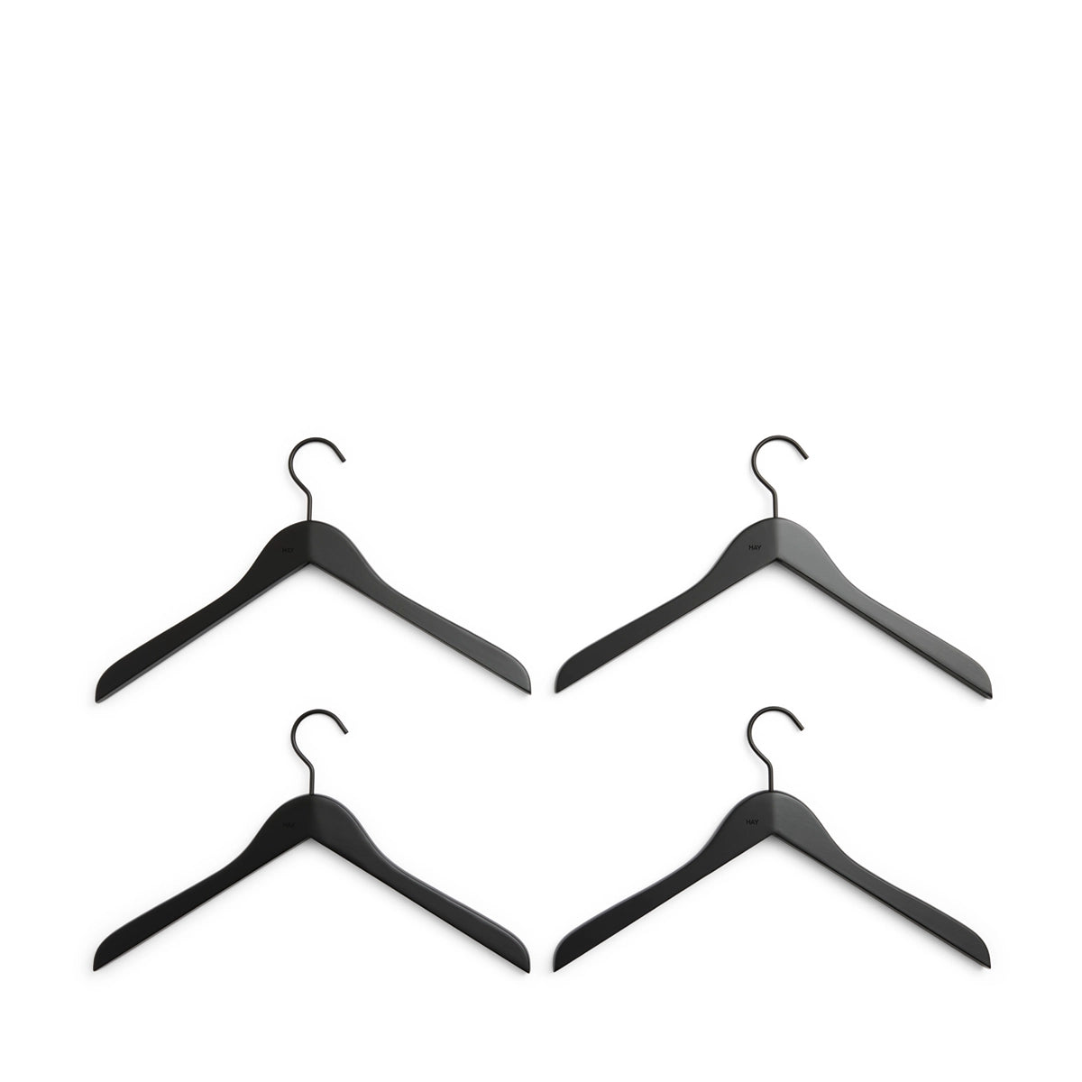 HAY Smooth Slim Coat Hanger - Sort - Sæt a 4 stk.