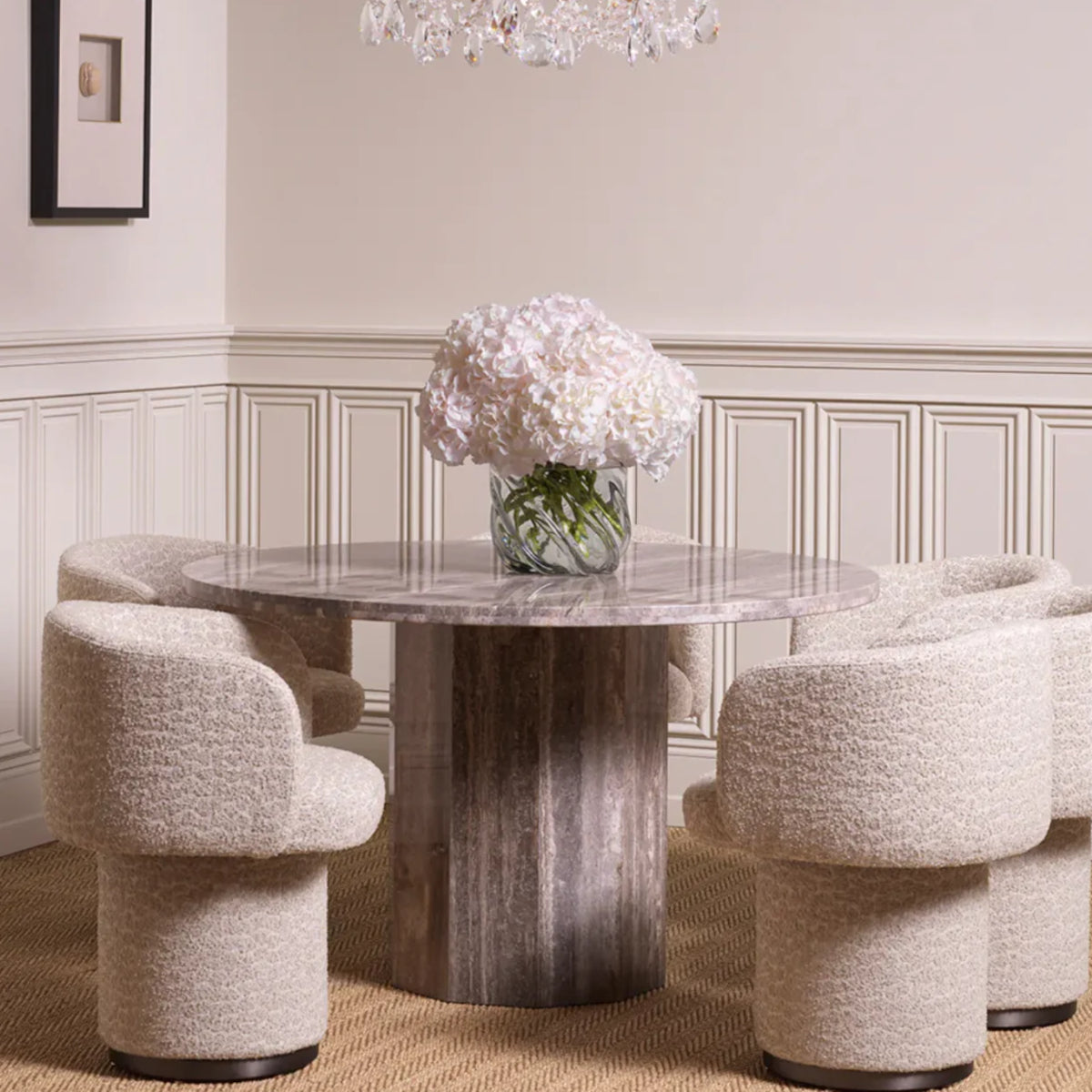 Eichholtz Florence spisebord - silver travertin - 150