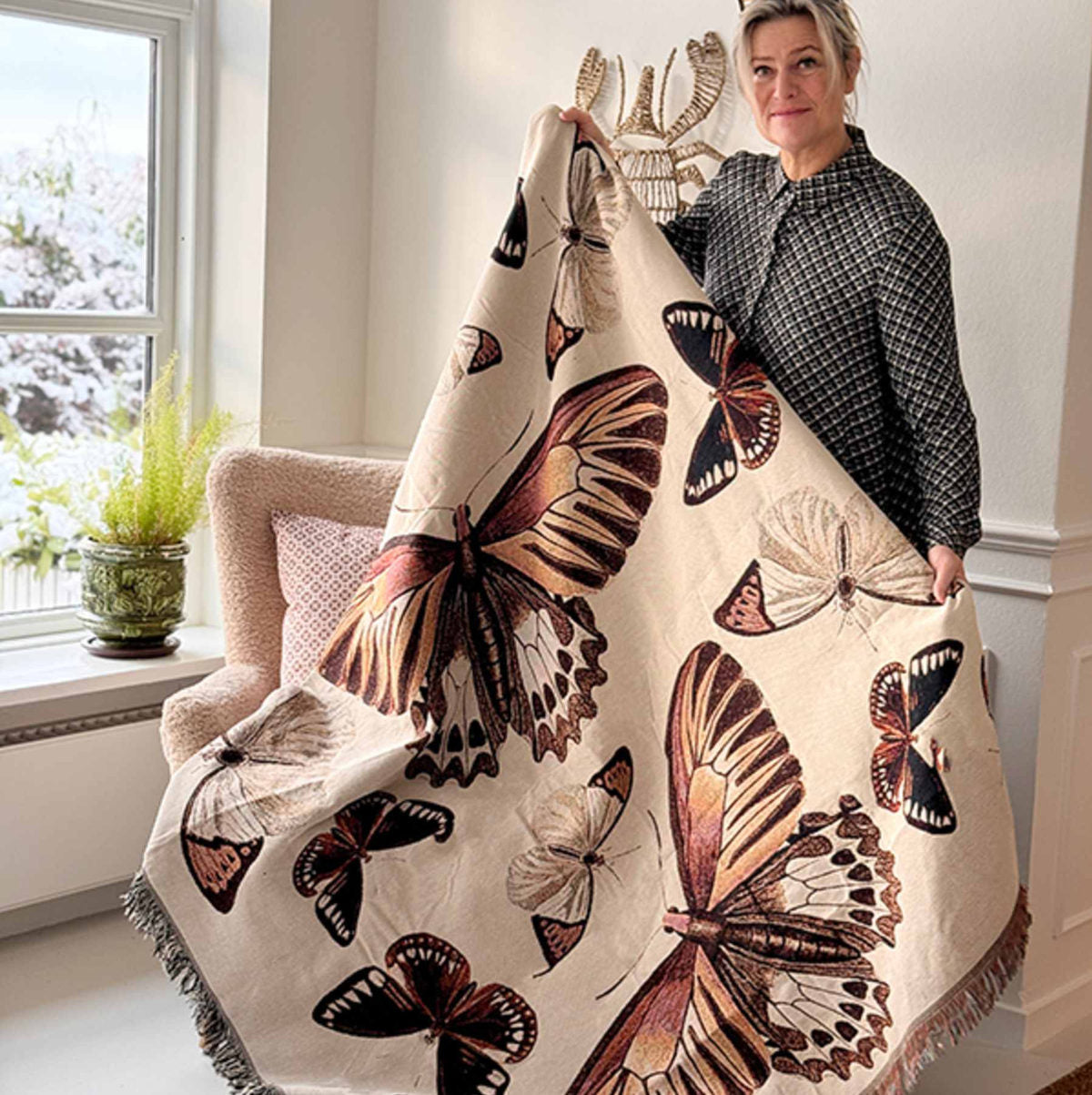 Vanillafly Jaquard plaid - butterfly - 160x200